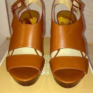 MK Brown Leather Sandals